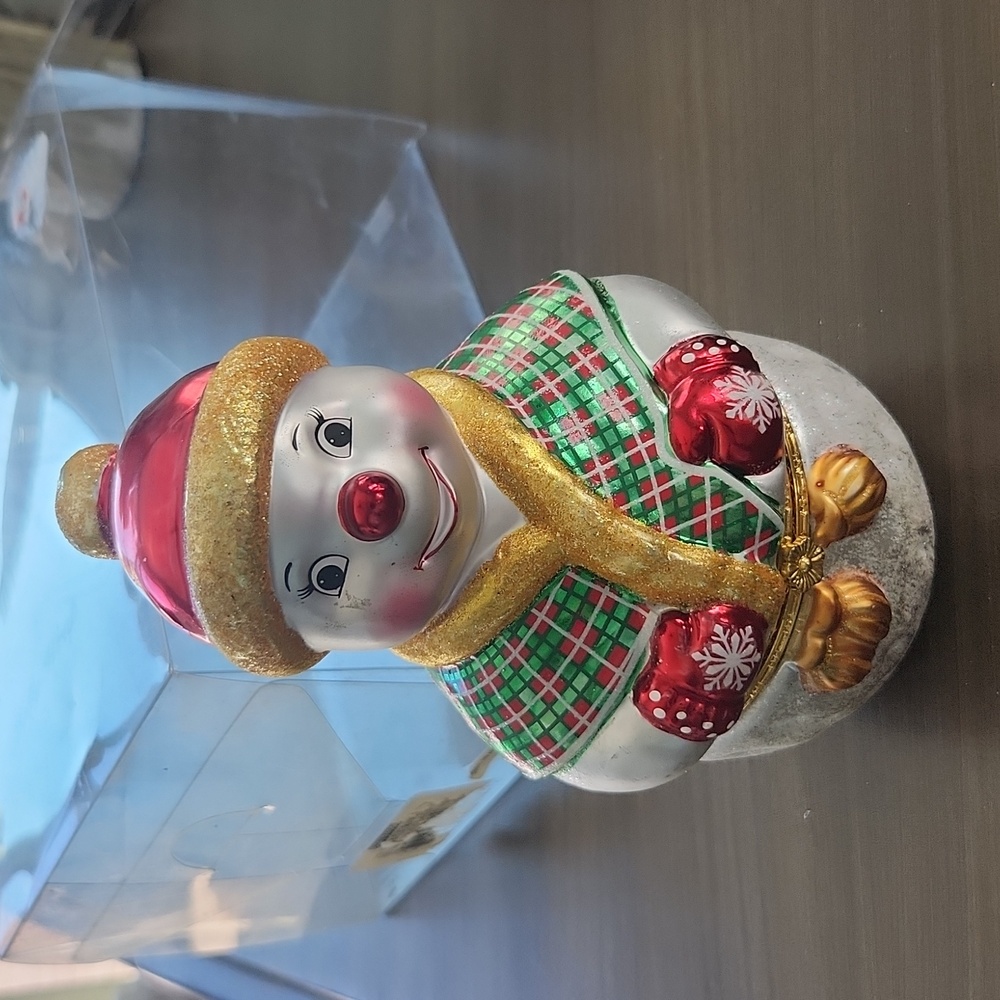 Christopher Radko Jolly Wrap Snowman Christmas Hinged Trinket Box 2005